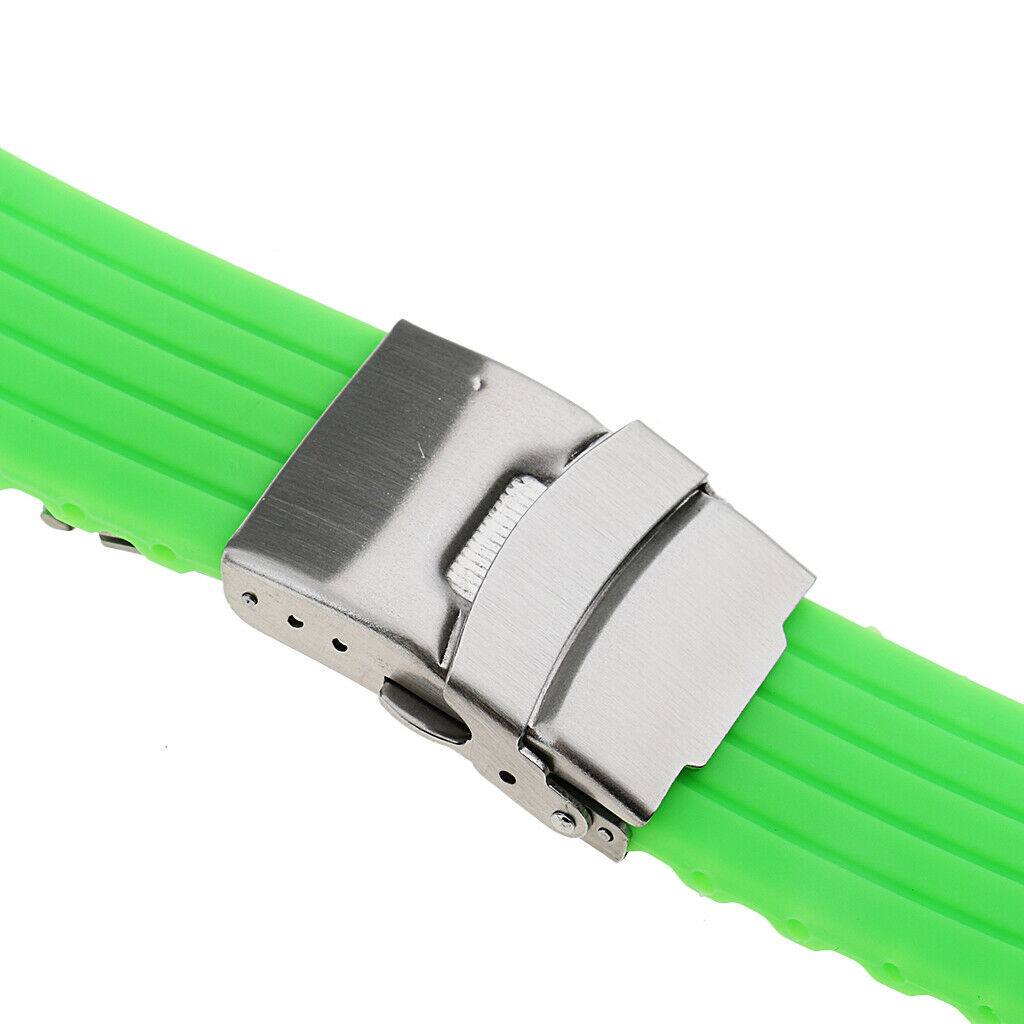 19.5cm Fashion Casual Green Waterproof Silicone Rubber Watch Strap Band