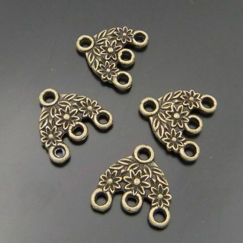 15pcs Antiqued Bronze Flower Connector Brass Pendant Jewelry Making Craft 10x8mm