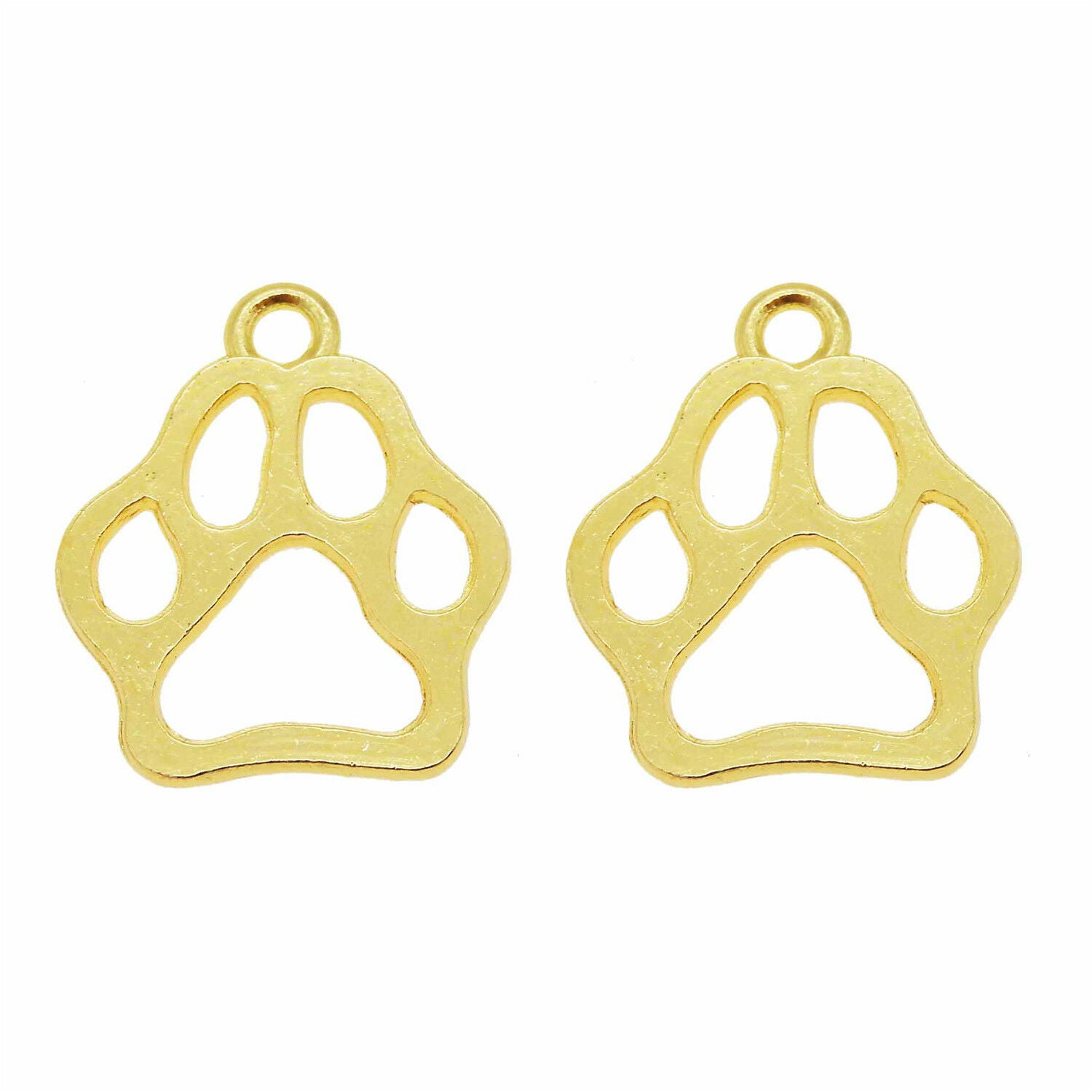 10 pcs Golden Metal Alloy Animal Footprint Cat Dog Paw Pendant Charm DIY 17x16mm