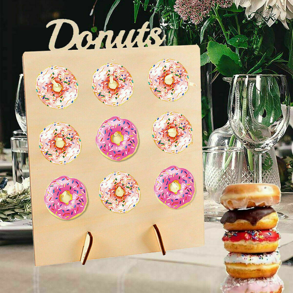 Donut Wall Stand Wooden Sweet Doughnut Holds Party Wedding DIY Storage Rack
