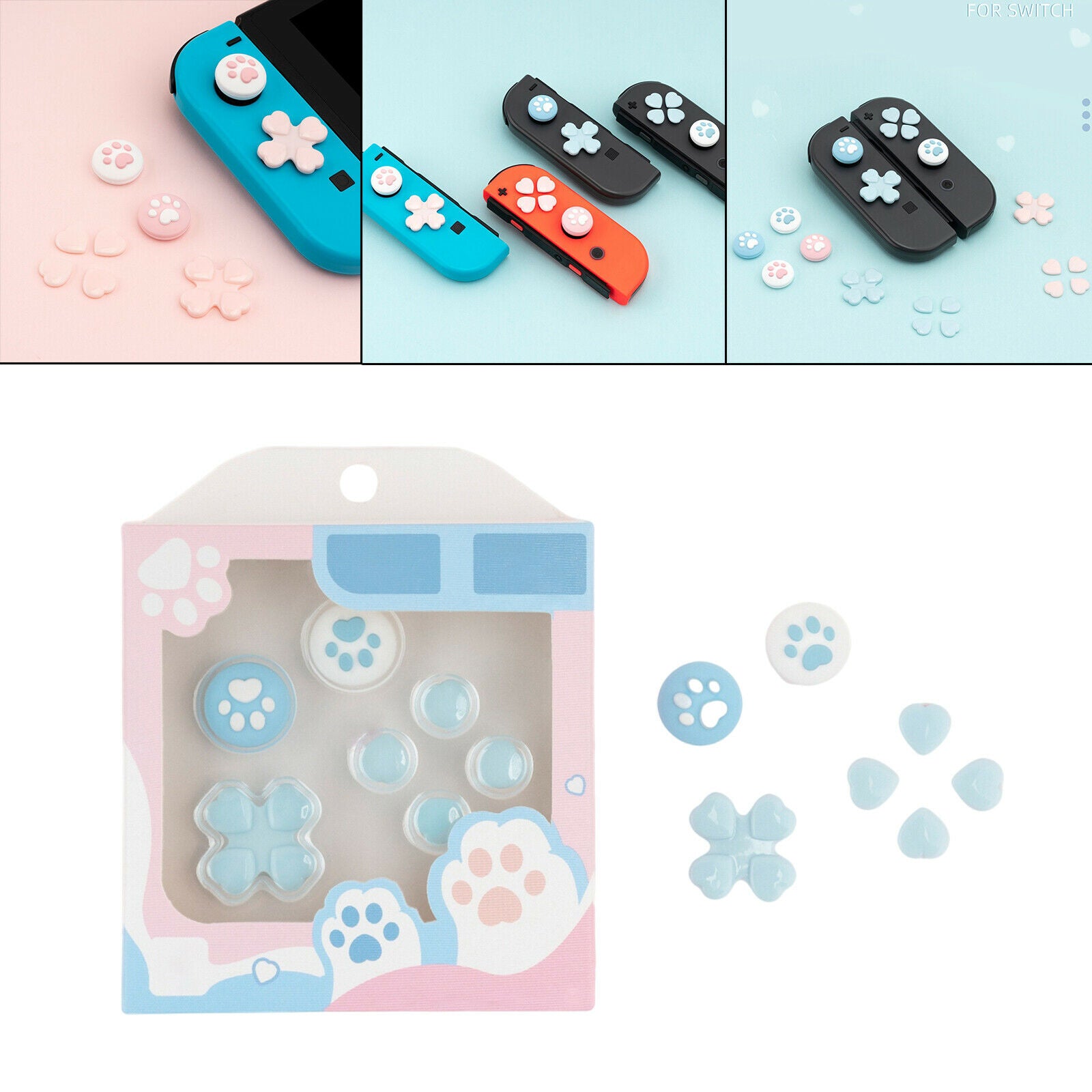 Cat Paw Joystick Protective Cover Set Button Stickers Dustproof Gaming