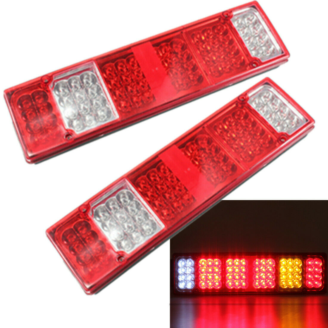 2X 12V LED Rear Tail Stop Brake Indicator Light 5 Function Trailer Truck