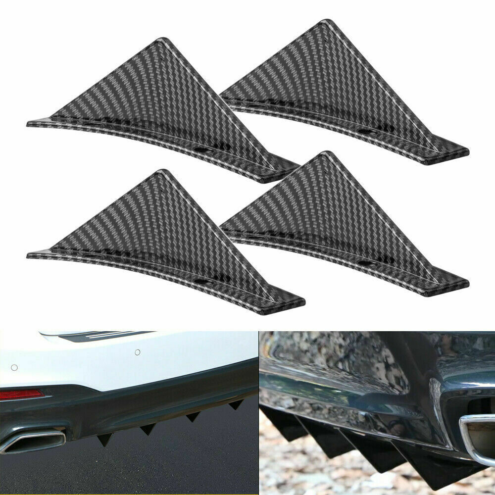 4Pcs Car Rear Bumper Lip Diffuser Shark Fins Spoiler Universal Fits VW GOLF MK