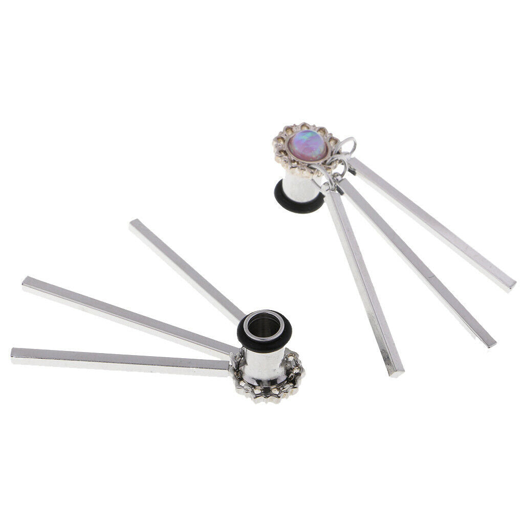 Stainless Steel Dangle Pendant Ear Plugs Tunnels Gauges Body Jewelry 6mm