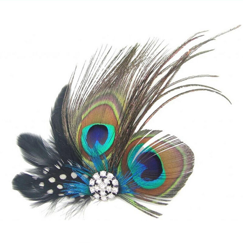 Cute Peacock Feather Bridal Wedding Hair Clip Headpiece Hair Accessory、ASEBDAU