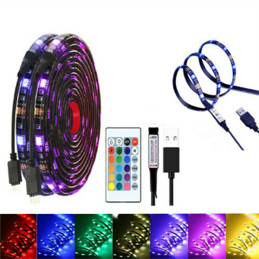 16.4ft Flexible 5050 RGB LED Strip Light Remote Fairy Lights Room TV Party Bar