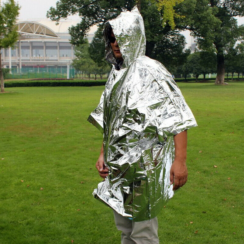 Emergency Raincoat Aluminum Film Cold Insulation Rainwear Blankets Surviv.l8