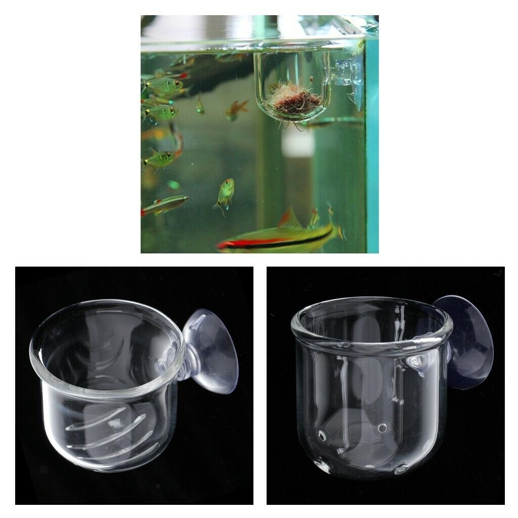 Set of 2 Fish Feeder Aquarium Clear Live Worm Bloodworm Food Feeding Cup