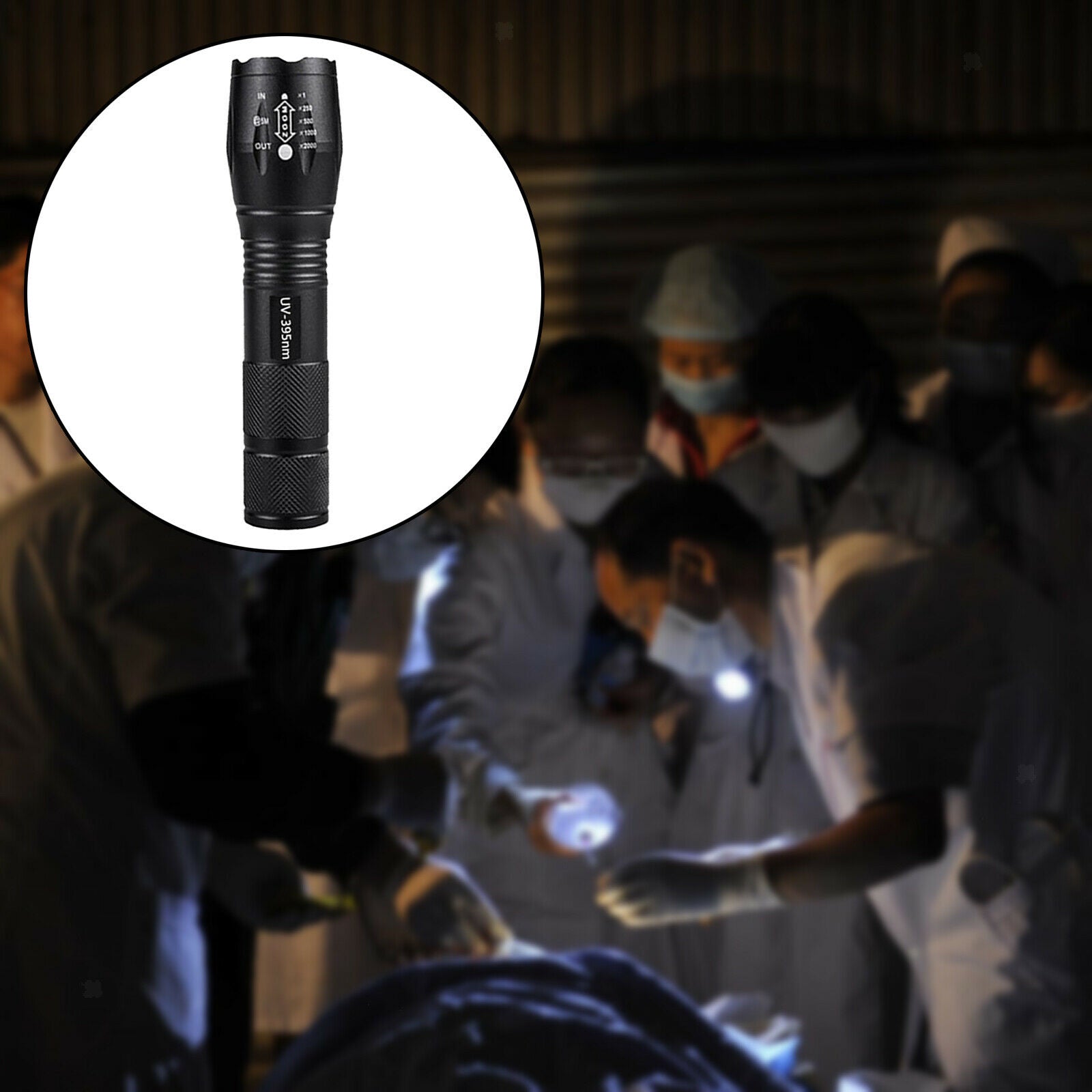 Aluminum Alloy UV Flashlight Purple Violet Light Flashlight Torch Zoomable