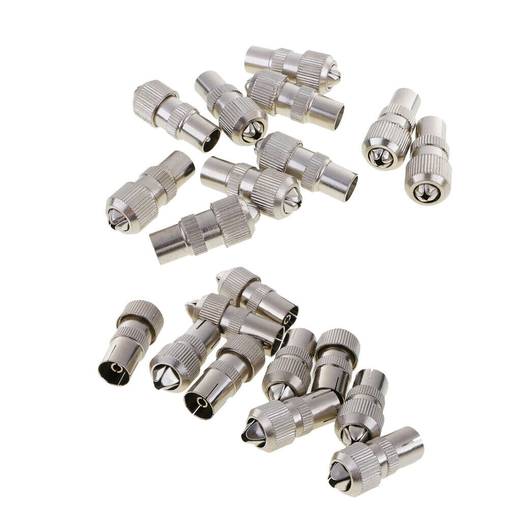 20pcs RF Female/Male Plug Connector Adapter for Cable TV Aerial Coaxial Coax