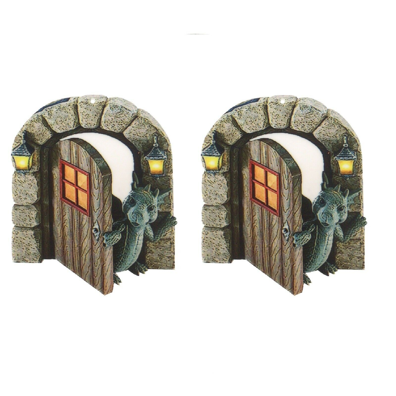 2x Dinosaur Out The Door Garden Decoration Sculpture Tree Hugger Decor