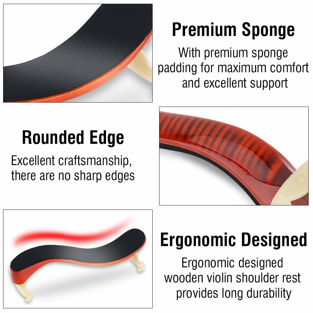 Adjustable Wood Shoulder Rest Pad Support For 3/4 4/4 Violin Height Angle New
