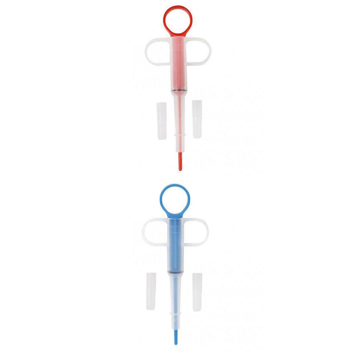2pcs Dog Cat Capsule Tablet Grip Tip Pill Gun Syringe Aid Piller Pusher Doser