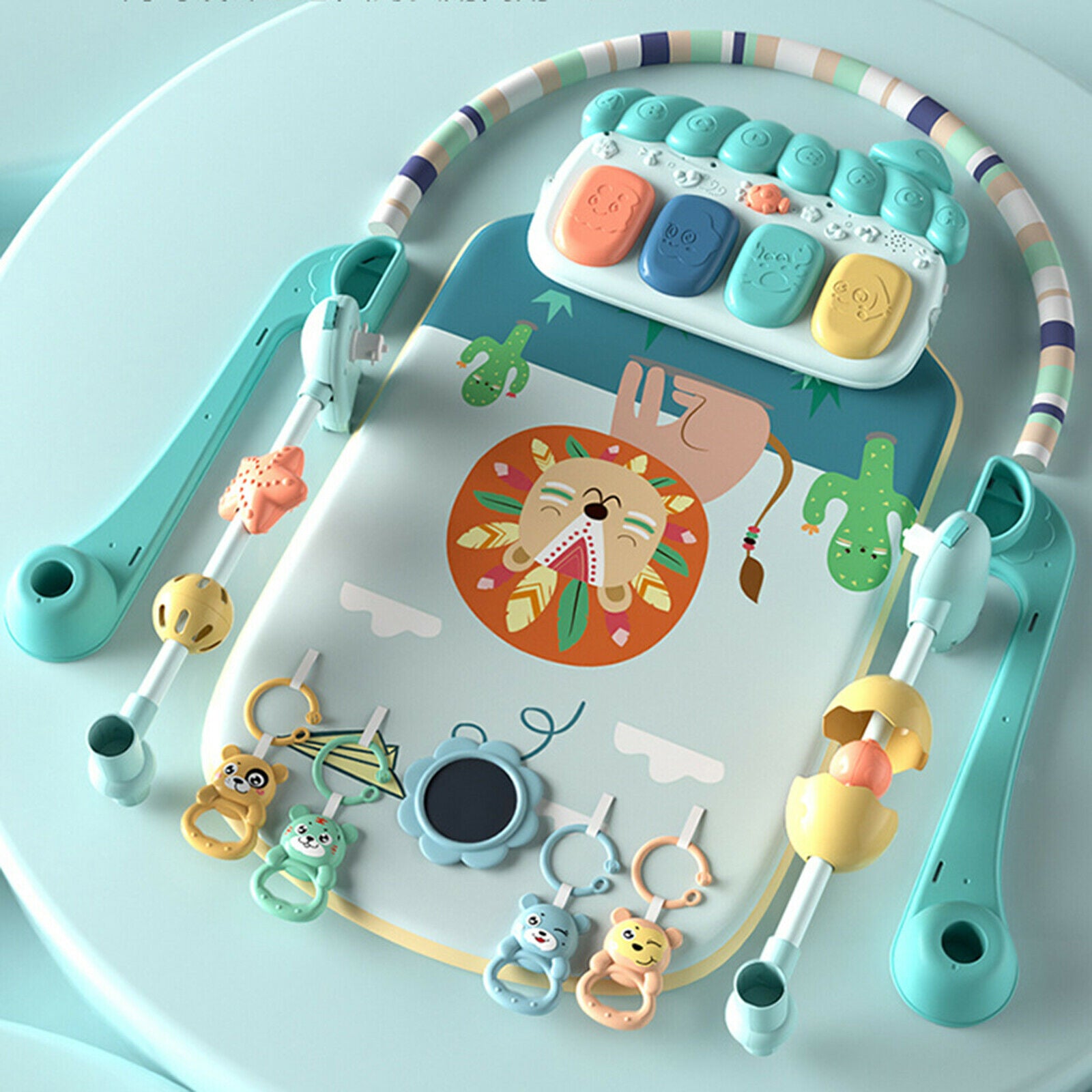 3 In 1 Baby Gym Play Mat with Piano Crawling Activity Center Fitness Carpet