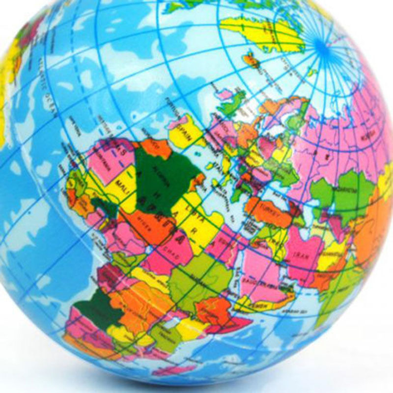 1PC Soft Hand Exercise Stress Relief Squeeze Foam Ball World Map Earth Gl.l8
