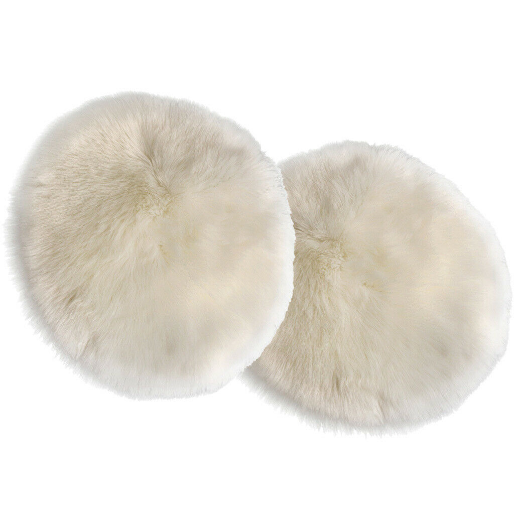 2x Round Faux Fur Seat Cushion Artificial Sheepskin Floor Rug Car Mat Pad