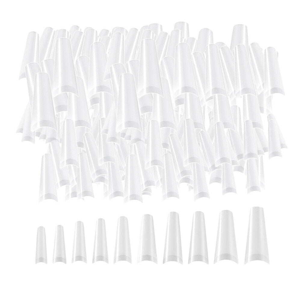 1000Pcs C Curve False Nails Half Cover Press on Nail Tips DIY 10 Sizes
