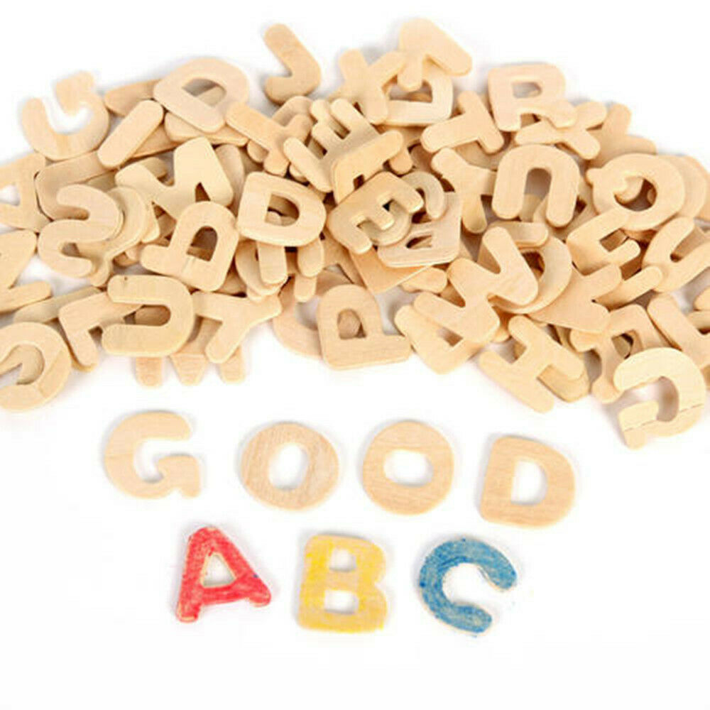 156 Pieces Small Wood Letters Wooden Alphabets Letter Craft Pieces with Storage