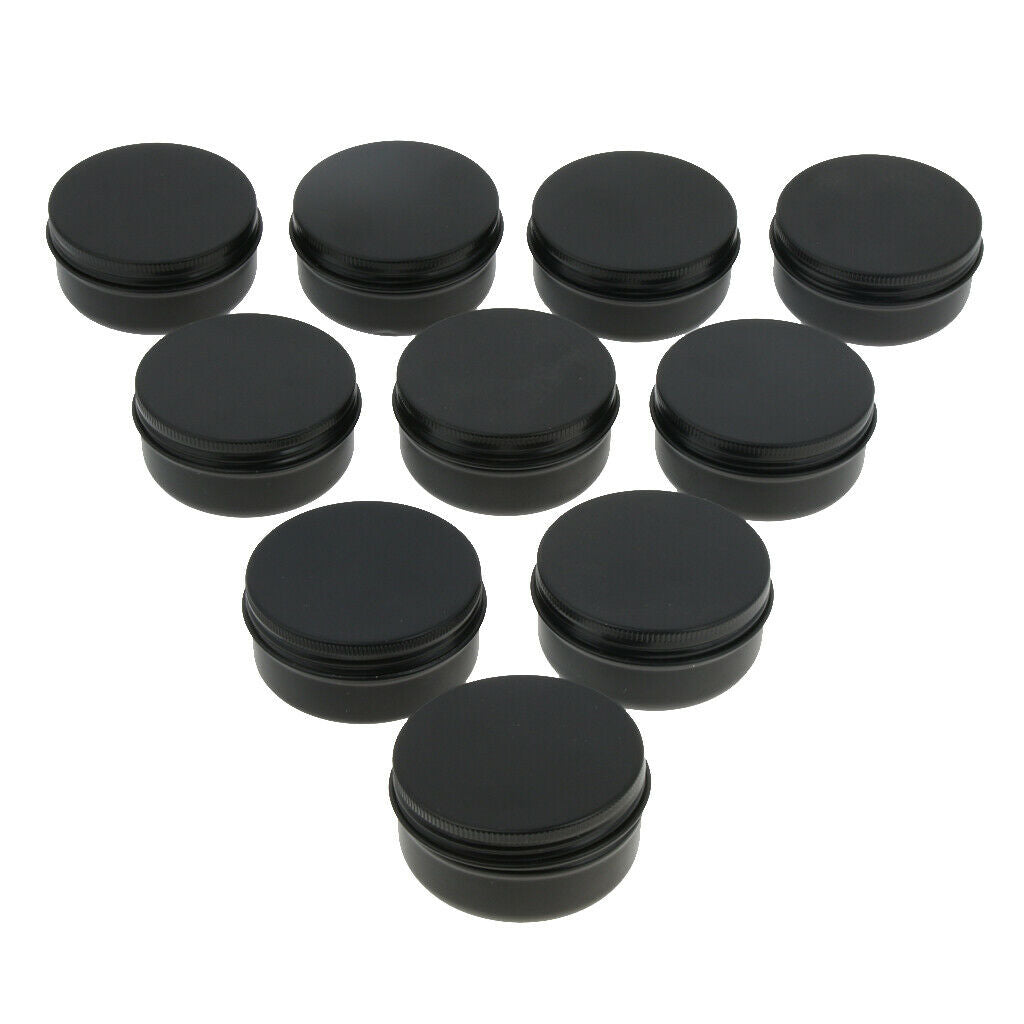 10Pcs Portable 30g Metal Tin Jars Screw Top Round Candle Containers Black