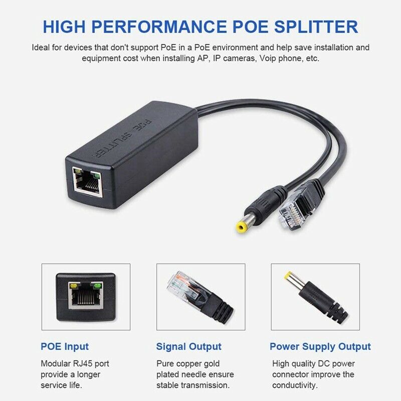 3PCS PoE Splitter 48V to 12V POE Connectors Splitter Extender Injector IEEE802L7