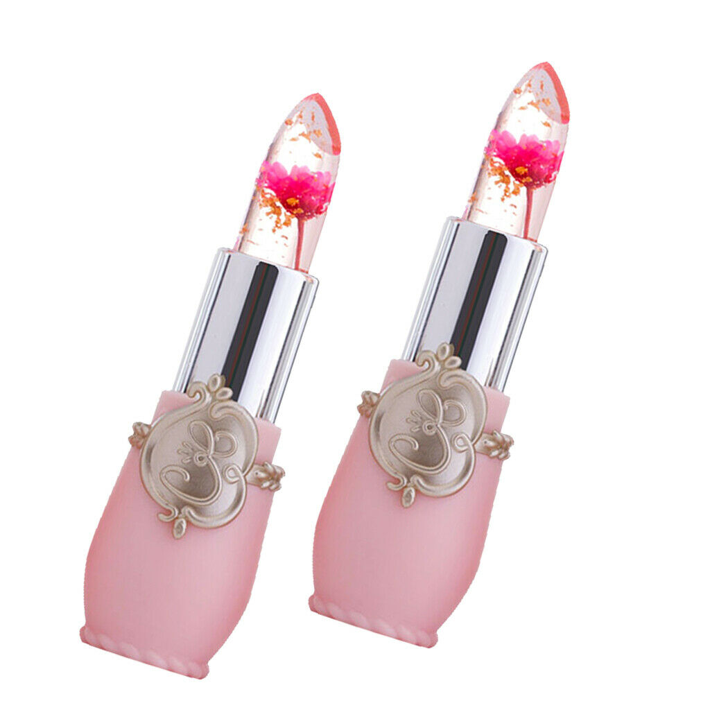 MagiDeal 2Pc Crystal Jelly Flowers Lipstick Lip Balm Temperature