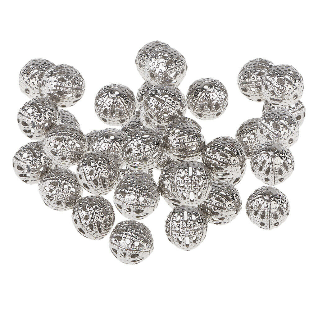 100 Pcs   mm Round Mini Loose Spacer Bead Hollow Beads for Jewelry