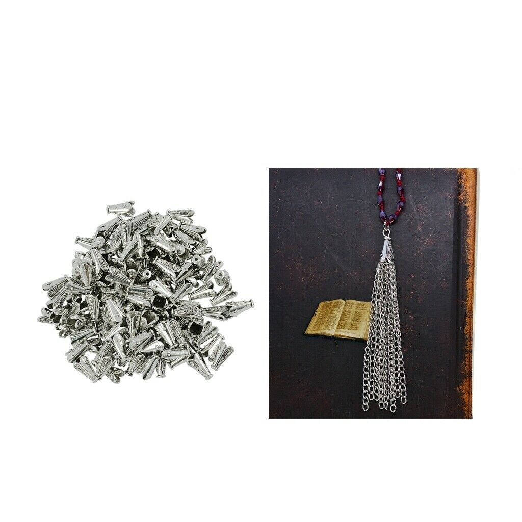 100pcs Lots Flower Beads   Pendant Chain Tassel Ends Caps Jewelry Finding