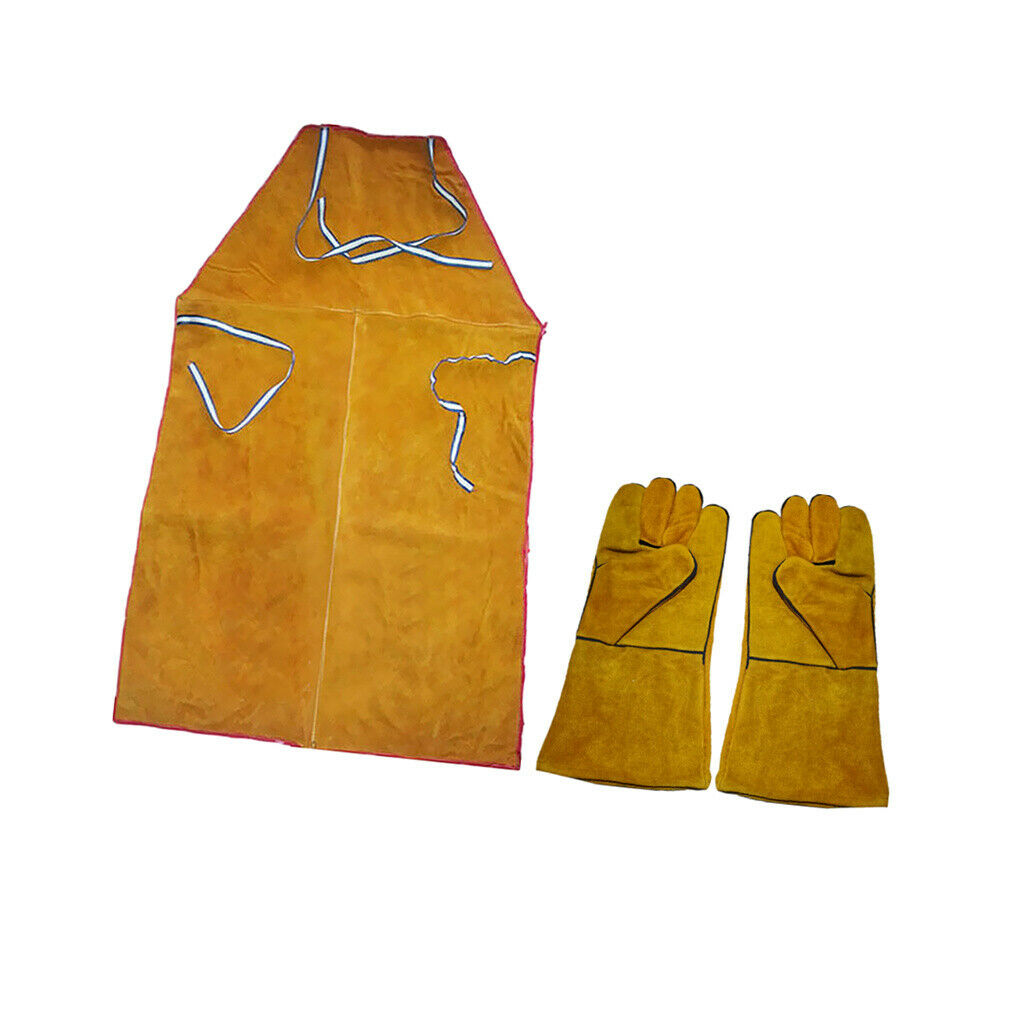 1 Pair Welding Protective Sleeves Gloves with Welder Apron Flame Resistant