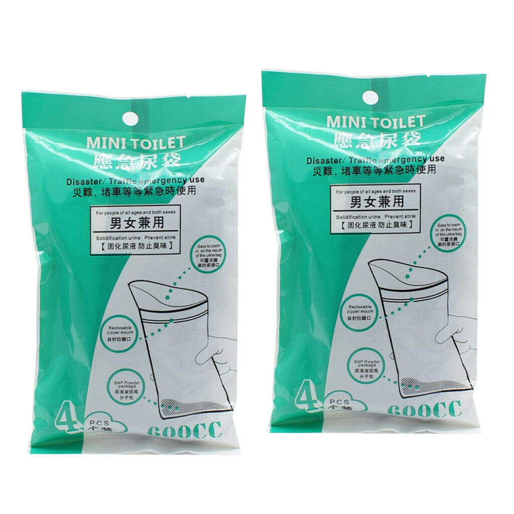 8x Disposable Urine Bags Car Toilet Emergency Travel Traffic Jam Pee Bags