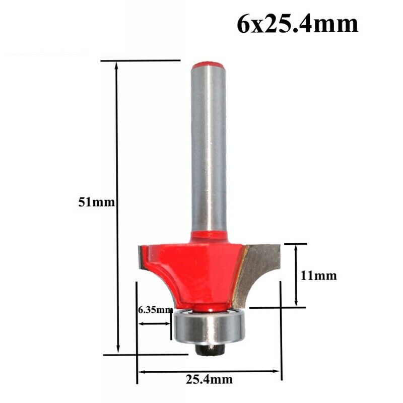5Pcs 6mm Shank Corner Round Over Router Bit with Bea Cleaning Flush Milling CuW3
