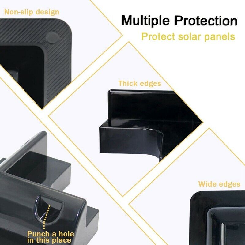 4Pcs RV Solar Panel Mounting Brackets Black Drill-Free Corner Bracket Support L4