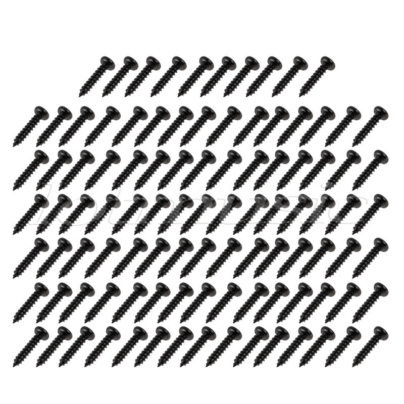 100 Pcs Screws for Guitar Bass Pickguard Back Plate Tuning Pegs Jack Black