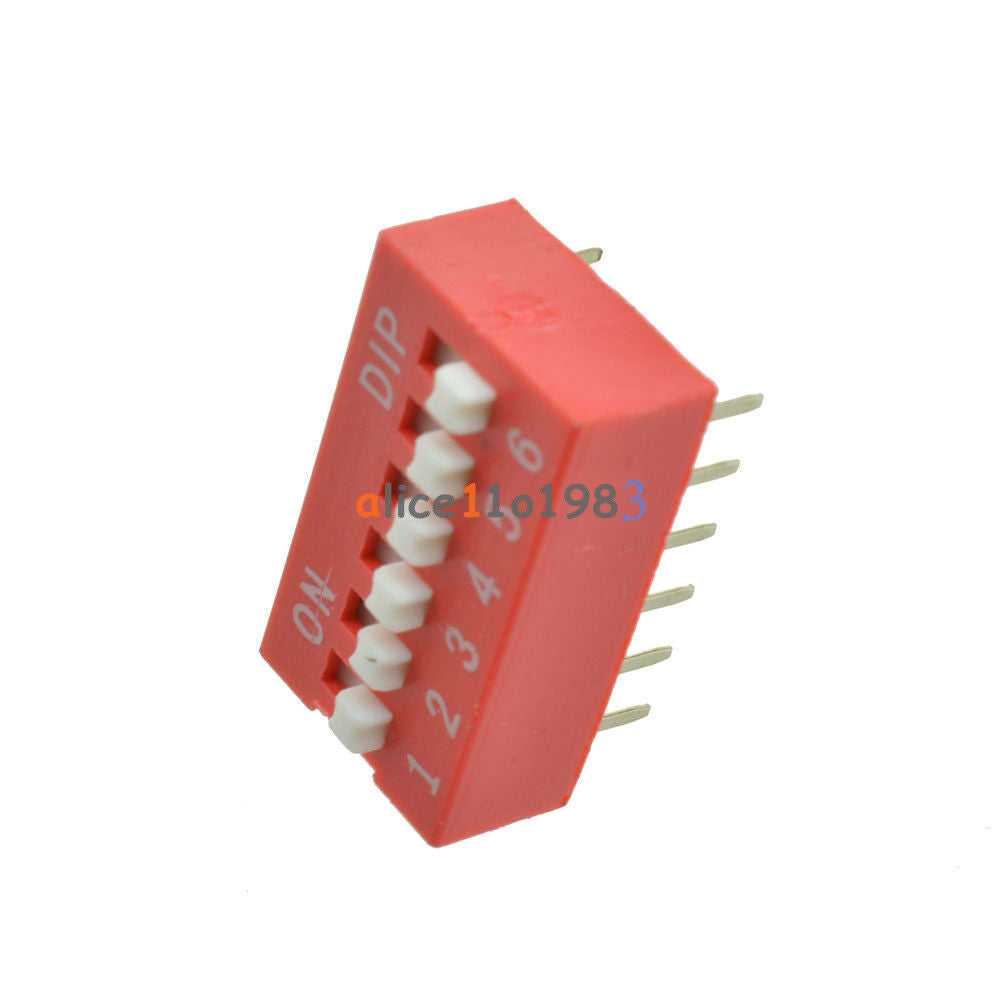 5PCS Red Slide Type Switch Module 2.54mm Pitch 6-Bit 6 Pin DIP Position Way