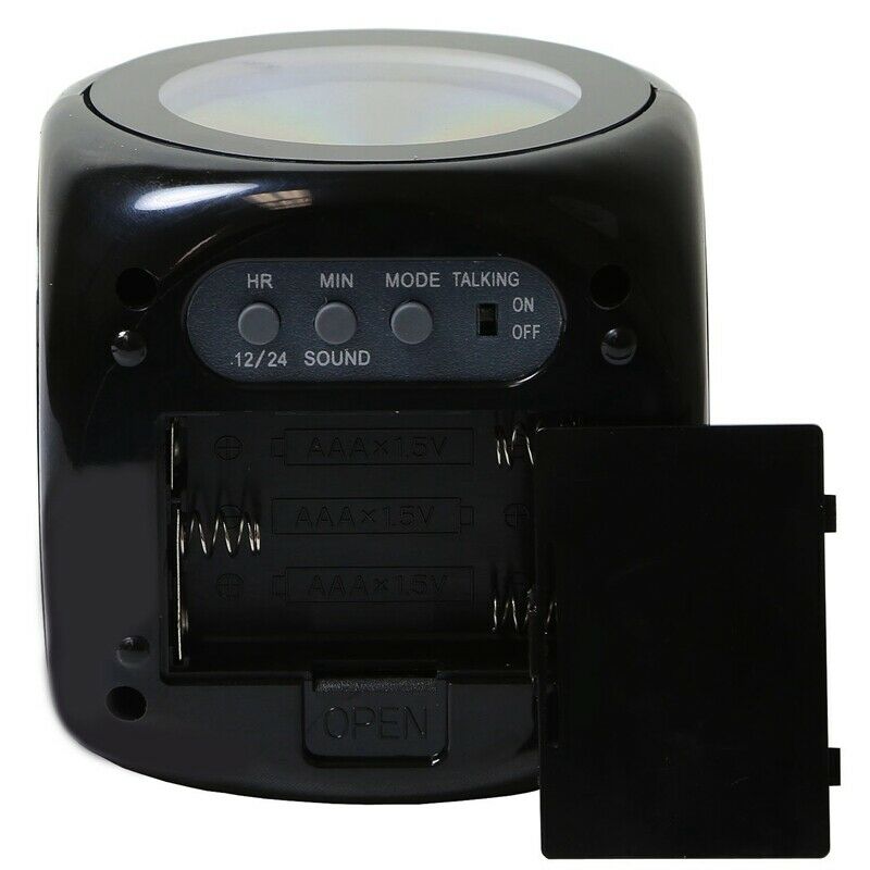 Multi-function Digital LCD Voice Talking LED Projection Alarm Clock Black E3I2I2