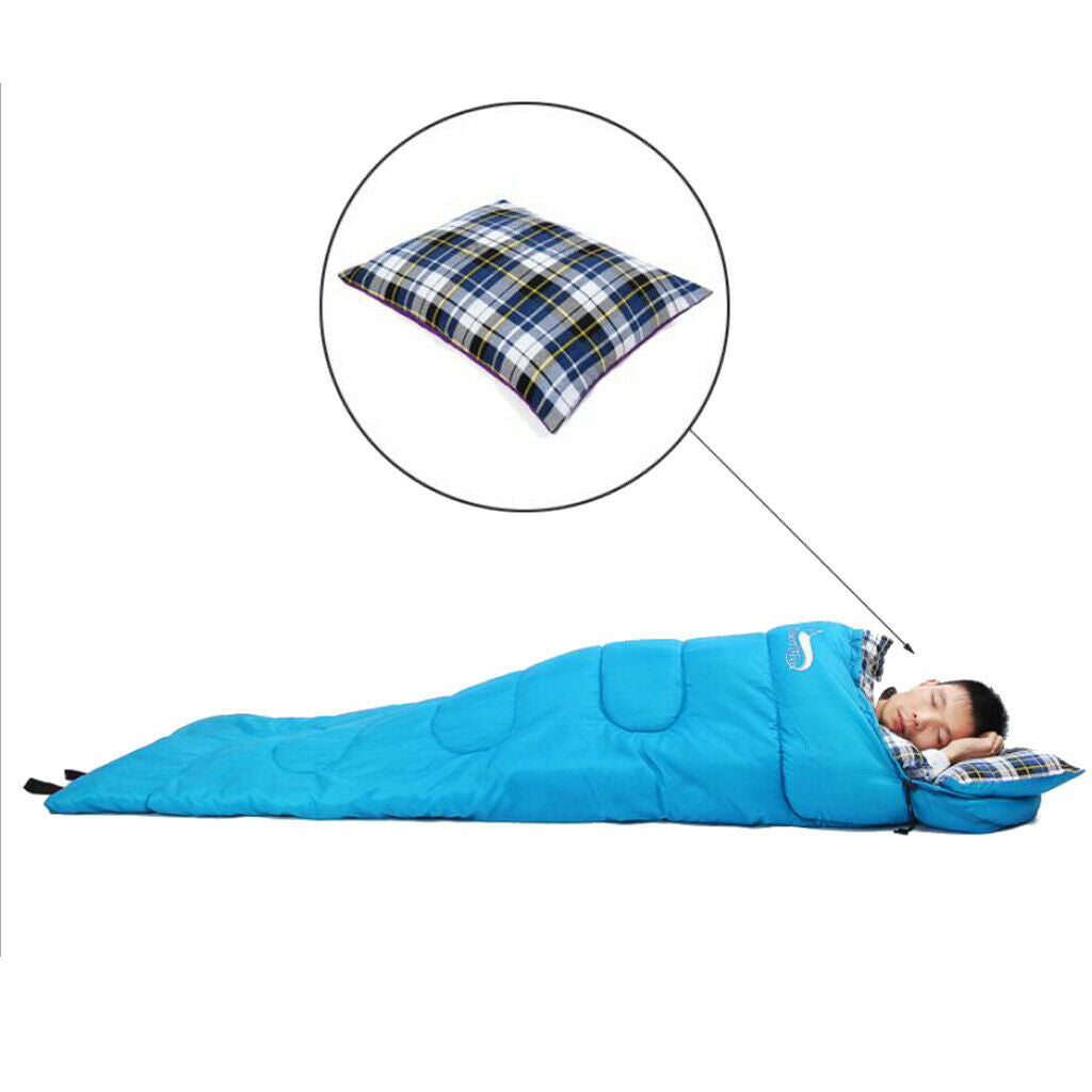Camping Splicing Envelope Sleeping Bag with Pillow and Compression Sack Blue