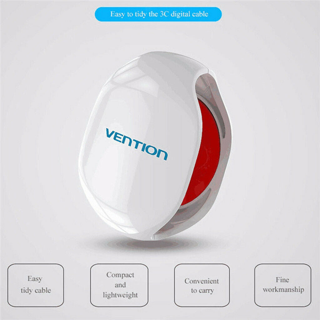 4x Vention Automatic Cable Winder Cord Organizer Holder for Headphones White