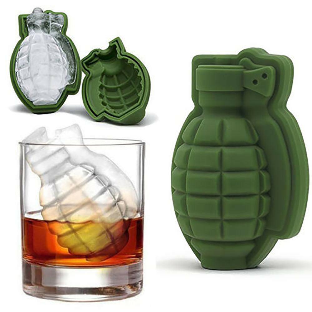 1x new Grenade Shape Silicone Ice Tray Mold Frozen Maker Ice Cube Tray Bar Mould