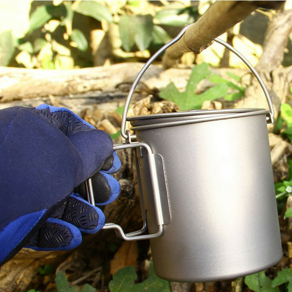 Titanium Portable Camping Hiking Backpacking Hanging Stockpot Soup Pot,750ml