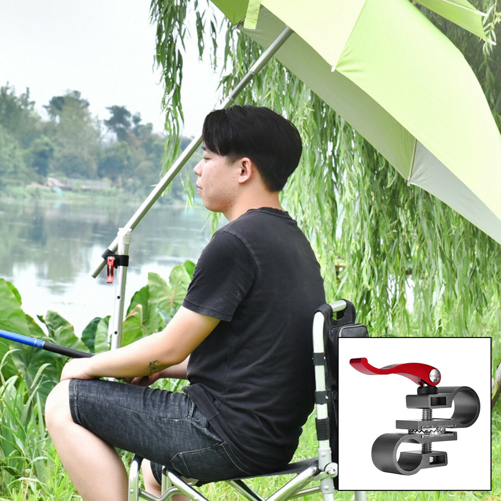 Aluminum Alloy Umbrella Holder Clip Brackets Accessories Outdoors Grey