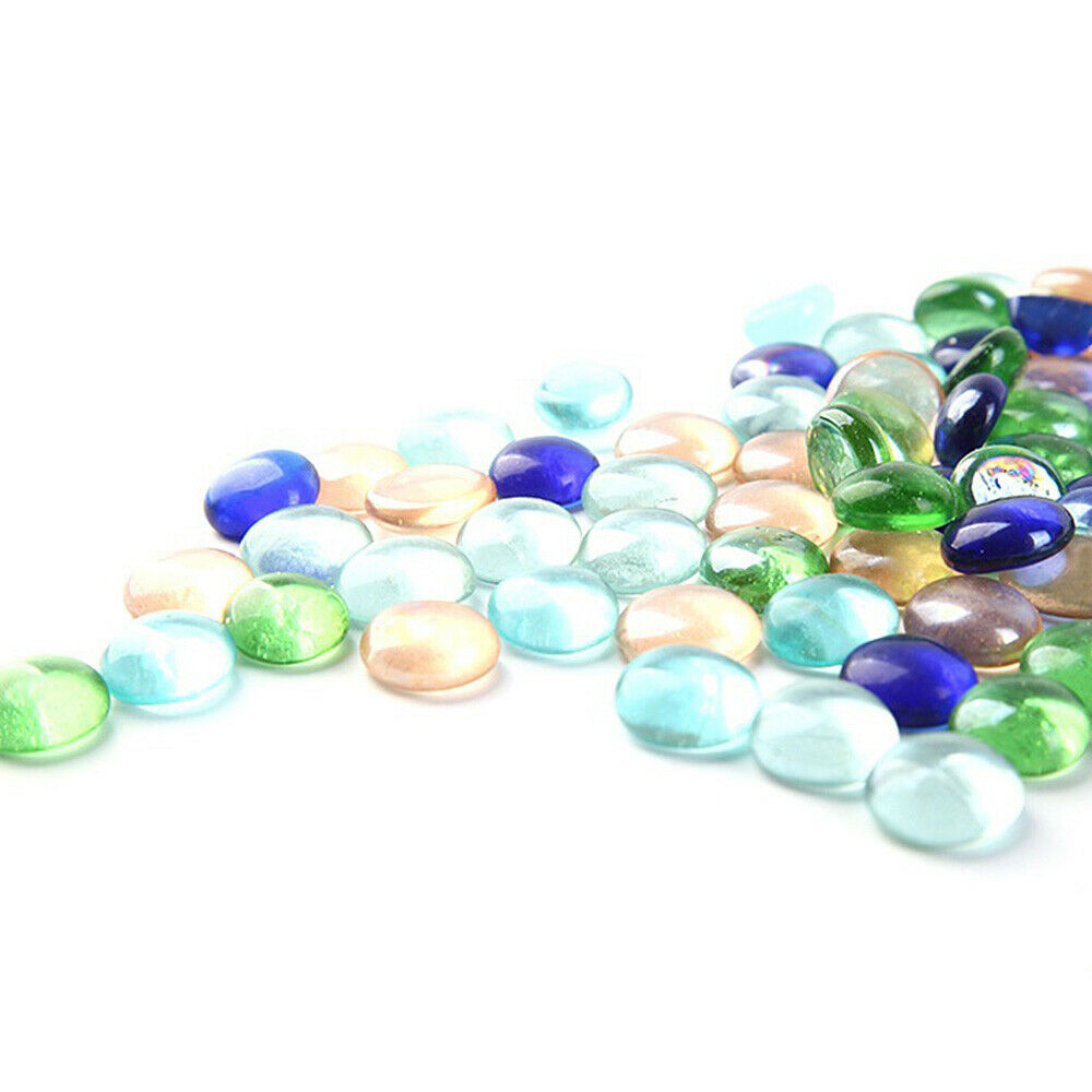 Mixed Color Glass Pebbles Stones Flat Marbles for Vase Fish Tank Aquarium Decor