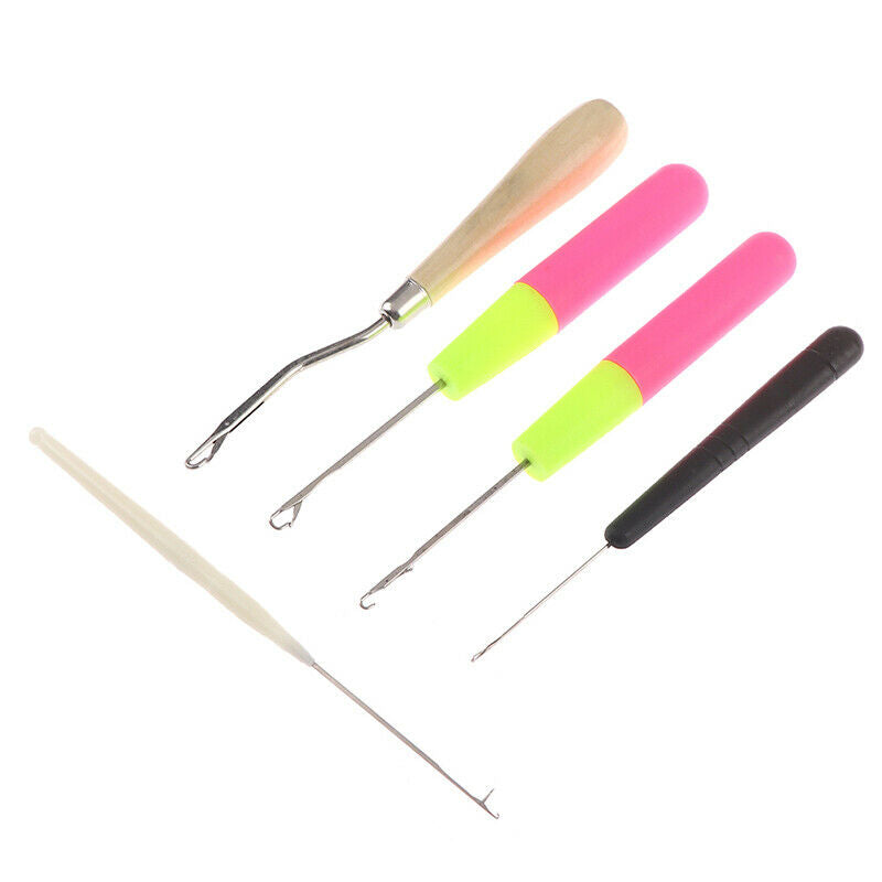 5pcs/Set Plastic Crochet Needle Weaving Hair Hooks Tool For Braid Craft3 Lt