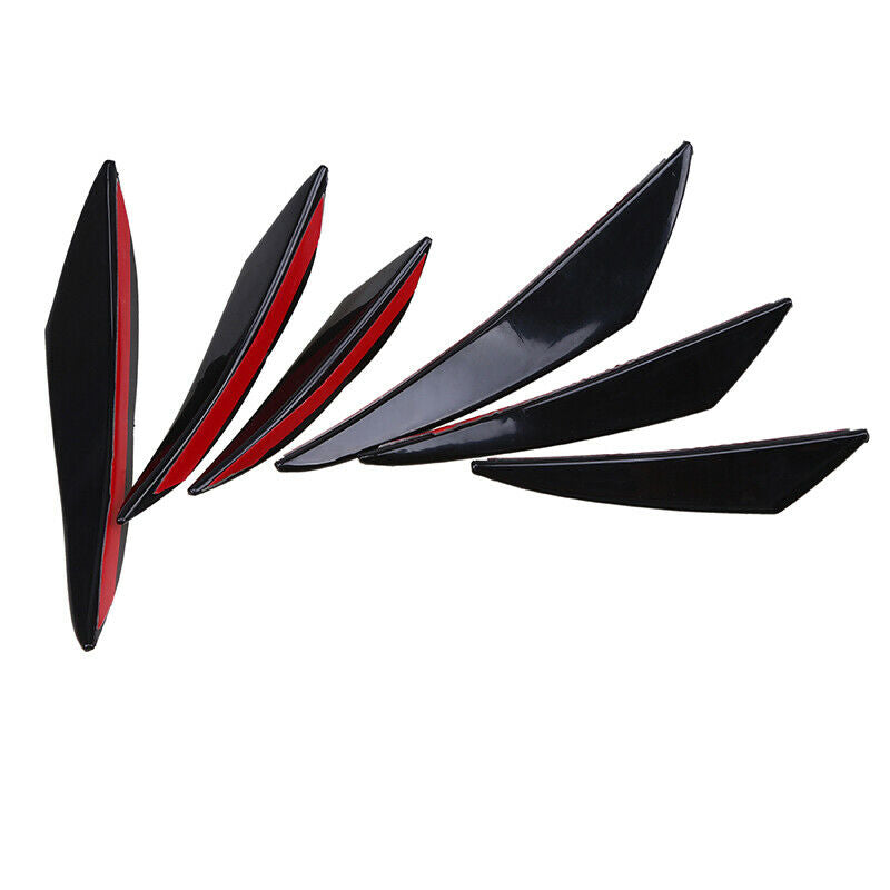 6pcs Universal Car Bumper Shark Fin Canard Splitter Diffuser Valence Spoiler Lip
