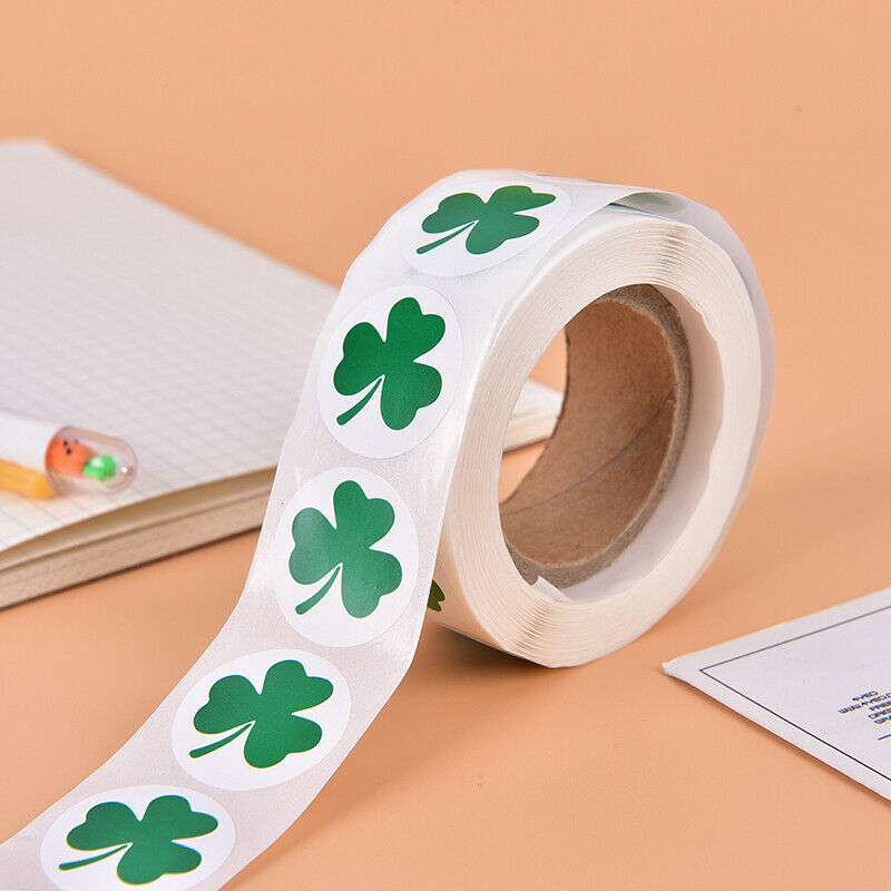 500pc Shamrock Stickers Clover Roll Stickers 1Inch Tags Adhesive Label  F.l8
