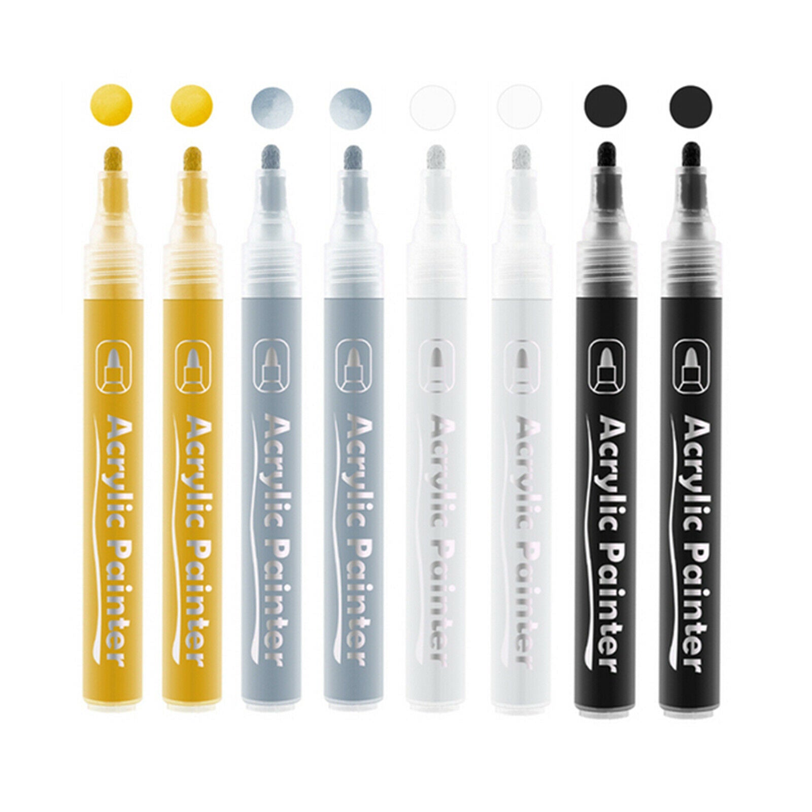 8Pcs Metallic Marker Highlights Graffiti Paint Pen for Ceramics Glass Wall