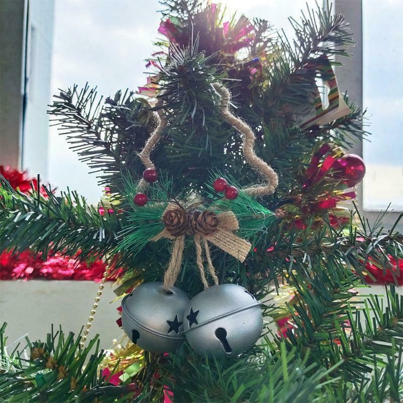 Christmas Pine Berry Pinecones Jingle Bell Door Wall Hanger Ornaments for Xmas