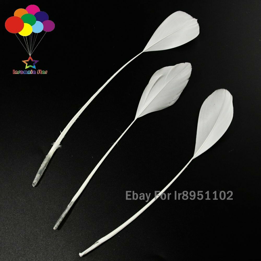 New 100pcs Dyed white 15-20cm or 6-8inch Crafts Decor Stripped Goose Feathers