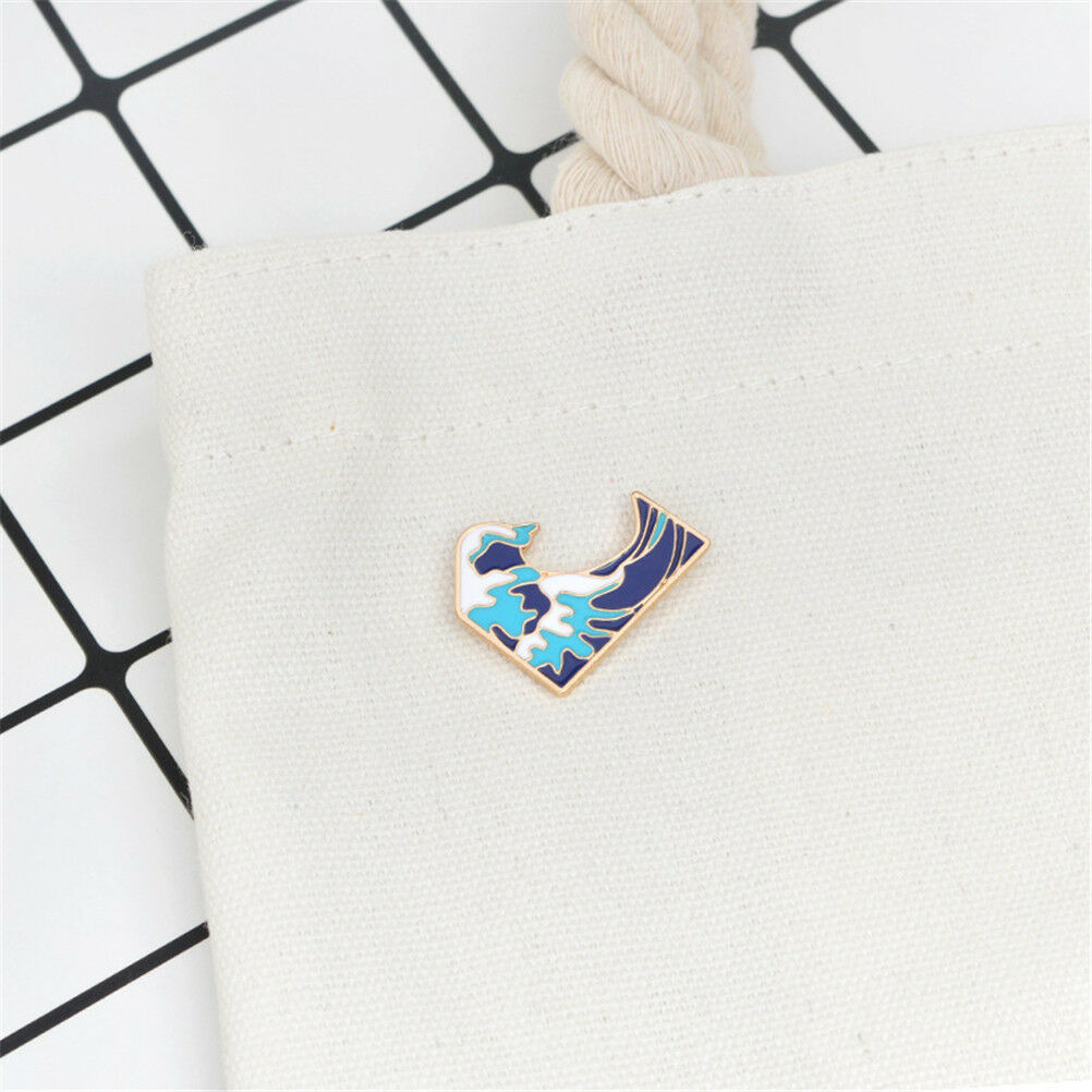 1PC Blue waves brooch Enamel Pin buckle Metal Brooch Coat Jacket Bag Badg.l8