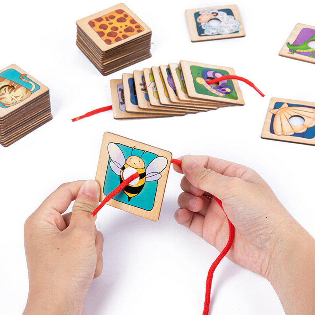 Kid Cognition Puzzle Cards Wooden Matching Game Cards Early Educational Toys