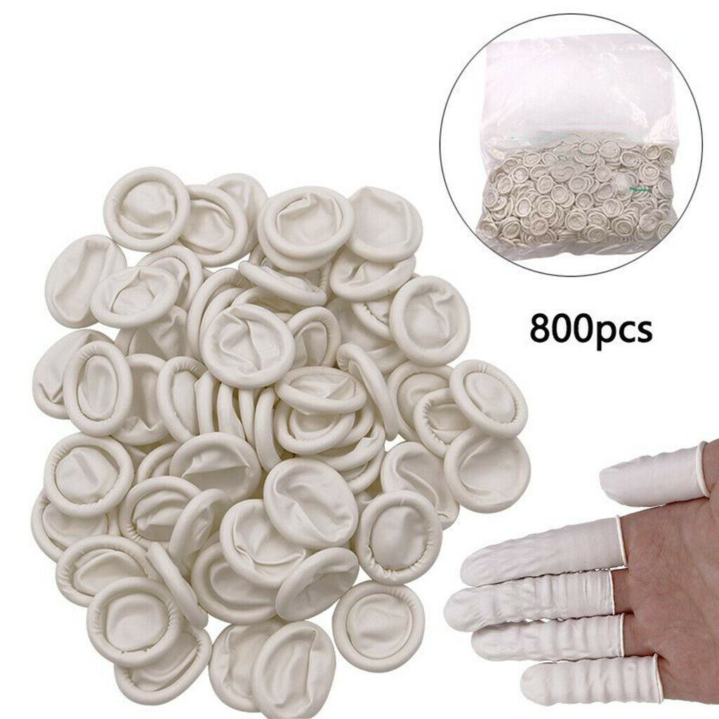 800Pcs Latex Rubber Finger   Cots Fingercots Protector Powder Free White