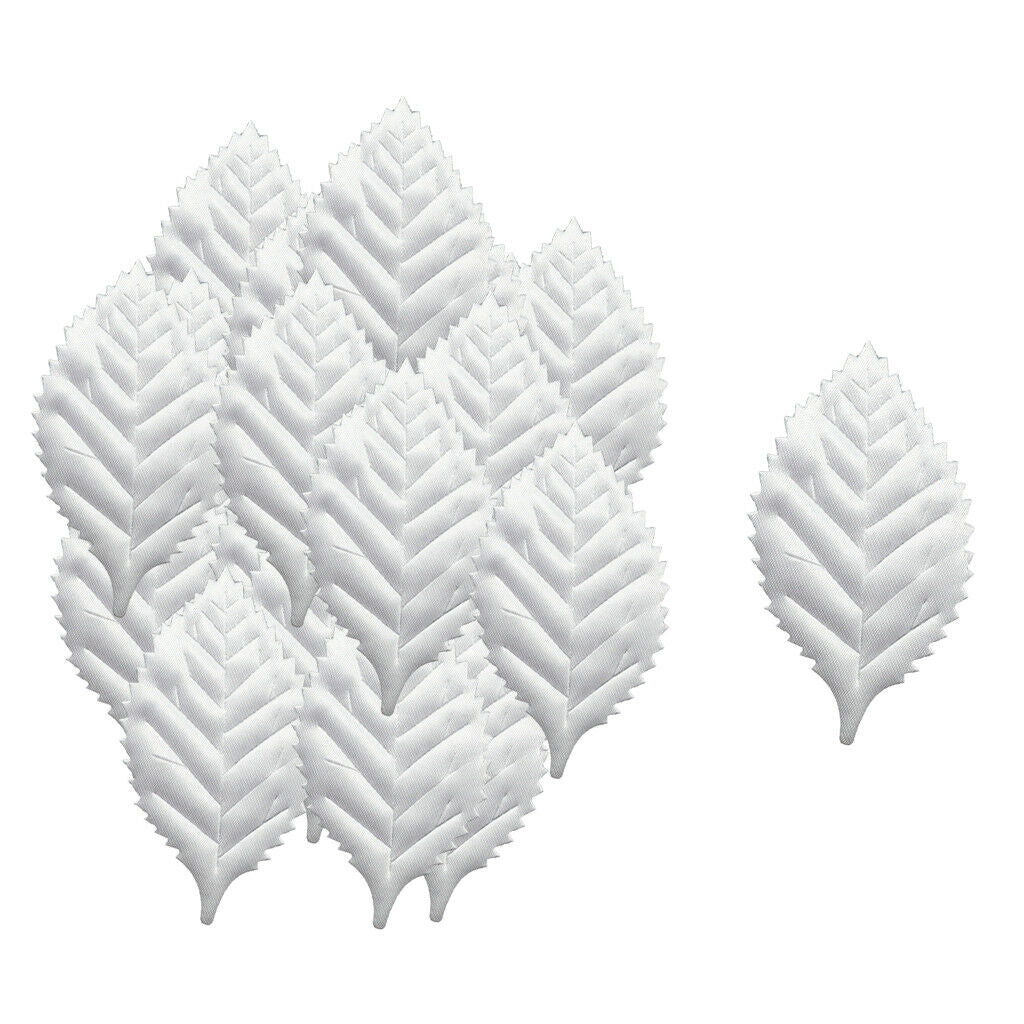 100 Piece Artificial Rose Leaves Applique Scrapbooking DIY Craft White